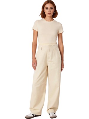 Ersefa Kadın Yüksek Bel Geniş Kesim Denim Pantolon Fonksiyonel Dayanıklı Kaliteli Konforlu Modern