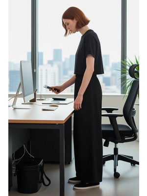 FRM Kadın Haki Palazzo Pantolon Geniş Paça Dokuma Viskoz Fonksiyonel Dayanıklı Kaliteli Modern