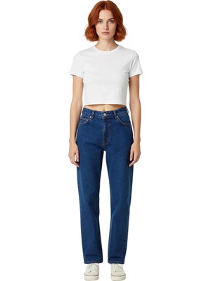 Ersefa Kadın Yüksek Bel Straight Fit Jean Pantolon Fonksiyonel Dayanıklı Kaliteli Konforlu Modern