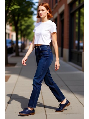 PayBuy Kadın Koyu Yüksek Bel Mom Jean Pantolon Fonksiyonel Dayanıklı Kaliteli Konforlu Estetik Şık