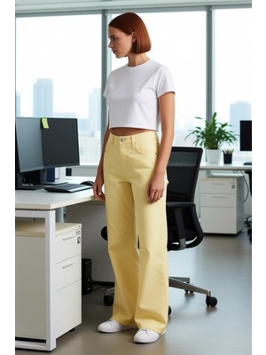 FRM Kadın Denim Pantolon Wide Leg Yüksek Bel Günlük Kullanım Fonksiyonel Dayanıklı Kaliteli Şık