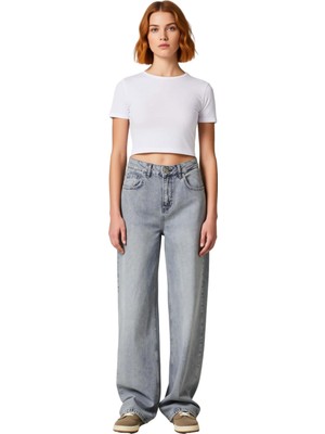 Ersefa Kadın Wide Leg Denim Pantolon Yüksek Bel Fonksiyonel Dayanıklı Kaliteli Konforlu Estetik Şık