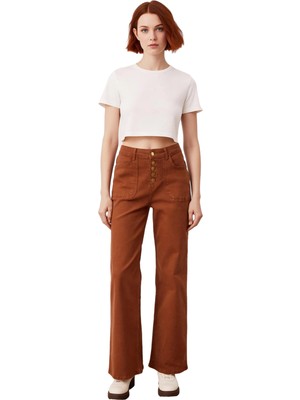 Ersefa Kadın Wide Leg Comfort Esnek Denim Pantolon Fonksiyonel Dayanıklı Kaliteli Konforlu Modern