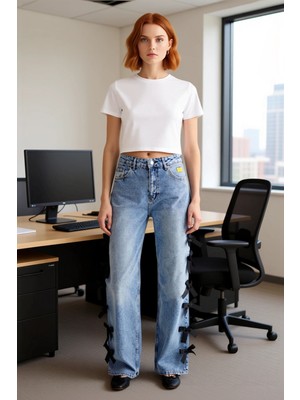 FRM Kadın Fiyonk Detaylı Normal Bel Pantolon Fonksiyonel Dayanıklı Kaliteli Konforlu Estetik Şık