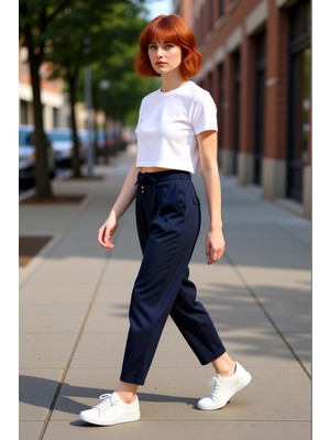 PayBuy Kadın Haki Yüksek Bel Harem Kesim Bağcıklı Pantolon Fonksiyonel Dayanıklı Kaliteli Estetik