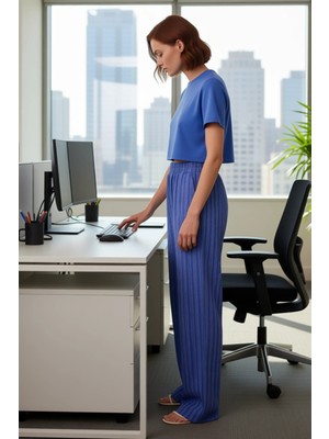 FRM Kadın Dokulu Yüksek Bel Boru Paça Pantolon Fonksiyonel Dayanıklı Kaliteli Konforlu Estetik