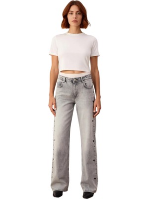 Ersefa Kadın Cool & Comfort Yıldızlı Geniş Paça Jean Fonksiyonel Dayanıklı Kaliteli Konforlu Spor