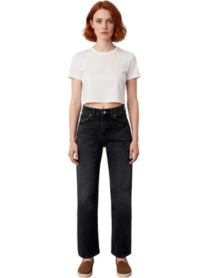 Ersefa Kadın Wide Leg Denim Pantolon Yüksek Bel Fonksiyonel Dayanıklı Kaliteli Konforlu Estetik Şık