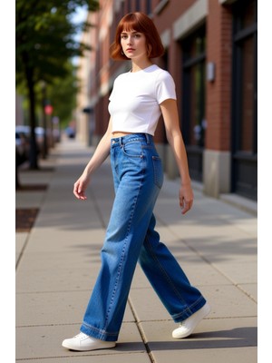 PayBuy Kadın Geniş Paça Denim Pantolon Fonksiyonel Dayanıklı Kaliteli Konforlu Estetik Premium Şık