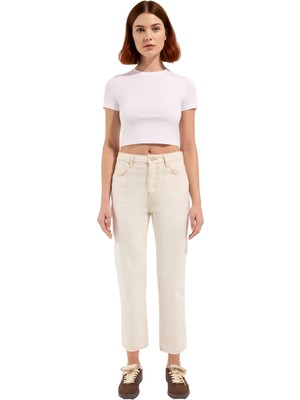 Ersefa Açık Yüksek Bel Straight Kesim Kadın Jean Fonksiyonel Dayanıklı Kaliteli Konforlu Estetik Şık