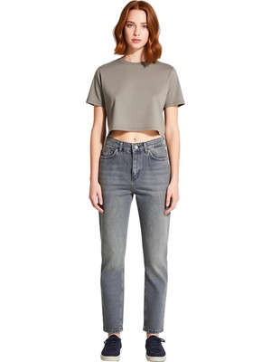 Ersefa Kadın Yüksek Bel Geniş Paça Denim Pantolon Fonksiyonel Dayanıklı Kaliteli Konforlu Estetik