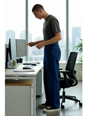 FRM Erkek Düz Desenli Bol Kesim Kot Pantolon Fonksiyonel Dayanıklı Kaliteli Konforlu Estetik Şık