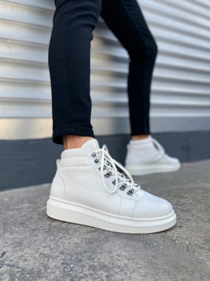 Baybonza JY206 Ottawa Bağcıklı Ortopedik Taban Cilt Erkek Spor Bot Cbt - Beyaz