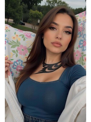 Kuş Kanadı ve Göz Detaylı Şık Deri Choker, Deri Kolye - APFT1414