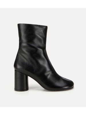 Hotiç Kadın Deri Siyah Streç Blok Detaylı Topuklu Bot