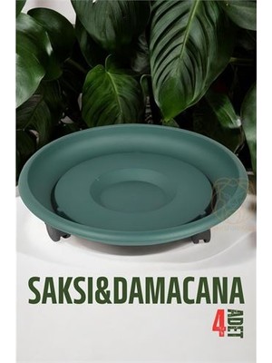 Skygo Tekerlekli Saksı Altığı 4 ADET 37 CM YEŞİL