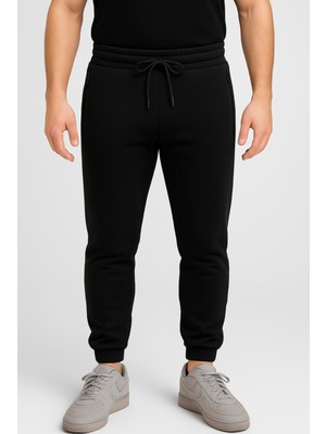 Axxel Erkek Siyah Eşofman ALTI 3 İplik Şardonlu-P2118