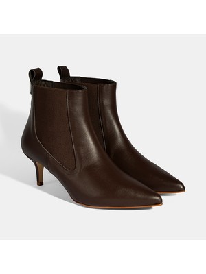 Desa Kadın Siyah Deri Bot İnce Topuklu Lastikli Model Şık Görünüm ve Rahat Yürüyüş