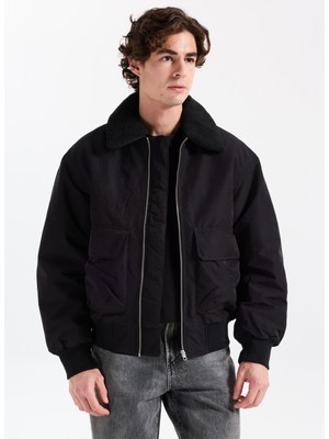 Jack & Jones Siyah Erkek Mont 12282951_JORINWOOD Bomber Jacket