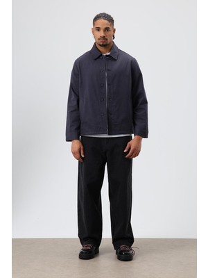 Vamos Boxy Fit Gabardin Ceket Füme