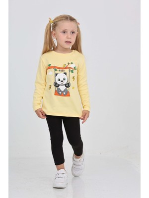 Toontoy Kız Çocuk Sallanan Panda Baskılı Sweatshirt