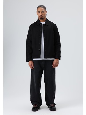 Vamos Boxy Fit Gabardin Ceket Siyah