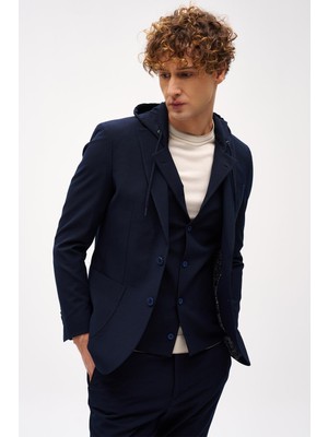 İGS Erkek Lacivert Slim Fit / Dar Kalıp Mono Yaka Kombinli Takım Elbise