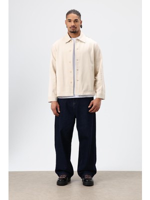 Vamos Boxy Fit Gabardin Ceket Bej