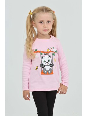 Toontoy Kız Çocuk Sallanan Panda Baskılı Sweatshirt