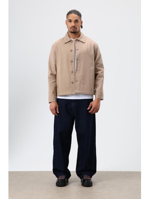 Vamos Boxy Fit Gabardin Ceket Vizon