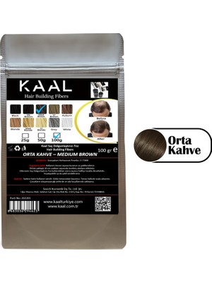Sevich KAAL 100 gr Orta Kahve Med Brown Saç Fiberi Amonyaklı Toz Keratin Etkili Saç Bakımı