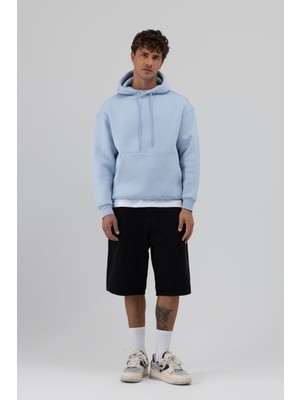 Vamos Basic Oversize Kapüşonlu Sweatshirt Bebe Mavi
