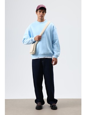 Vamos Basic Oversize Yıkamalı Sweatshirt Bebe Mavi