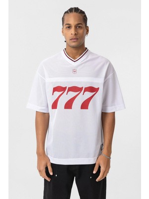 Vamos Oversize V Yaka Forma Tişört Beyaz