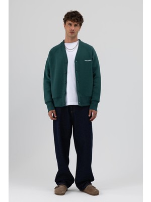 Vamos Oversize Düğmeli Sweatshirt Nefti