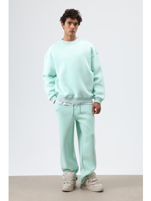 Vamos Basic Oversize Yıkamalı Sweatshirt Mint
