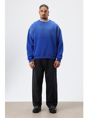 Vamos Yıkamalı Taş Detaylı Oversize Sweatshirt Saks
