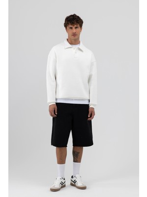 Vamos Basic Polo Yaka Sweatshirt Ekru