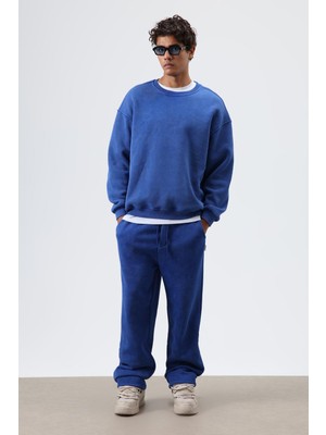 Vamos Yıkamalı Baggy Eşofman Alt Saks