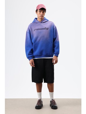 Vamos Oversize Baskılı Yıkamalı Hoodie Saks