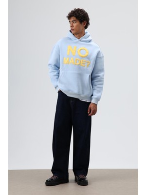 Vamos Oversize Baskılı Kapüşonlu Sweatshirt Bebe Mavi