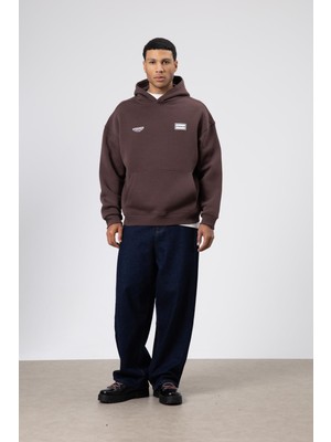 Vamos Oversize Arka Baskılı Sweatshirt Kahve