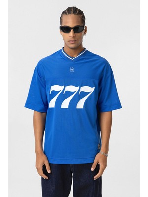 Vamos Oversize V Yaka Forma Tişört Saks