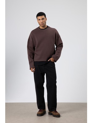 Vamos Boxy Fit Basic Sweatshirt Kahve