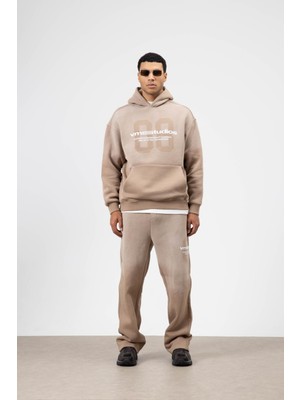 Vamos Oversize Baskılı Eşofman Takım Vizon