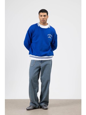 Vamos Oversize Yaka Nakış Detaylı Sweatshirt Saks