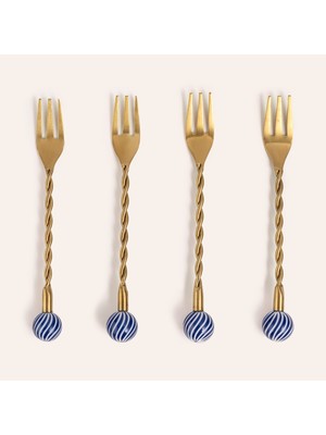 Zsa Zsa Zsu Rampur Çelik - Pirinç Çkb Seti 3x15x1 Cm Altın - Mavi