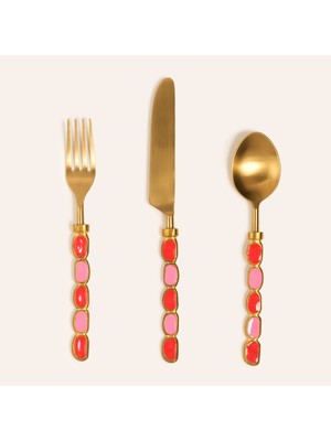 Zsa Zsa Zsu Rampur Çelik - Pirinç Çkb Seti 4x23x2 Cm Kırmızı - Pembe