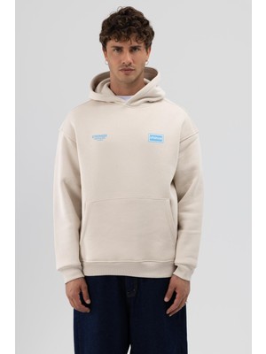 Vamos Oversize Arka Baskılı Sweatshirt Taş