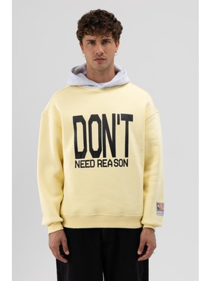 Vamos Çift Renk Baskılı Oversize Sweatshirt Sarı
